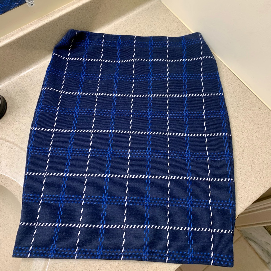 Ann Taylor Plaid Pencil Skirt Blue Multi